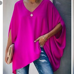 Oversized hot pink blouse